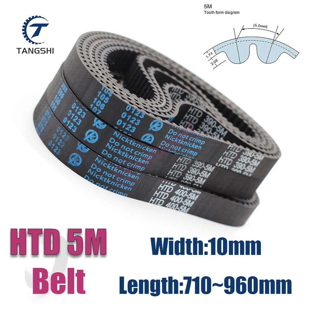 HTD 5M Rubber Closed Loop Timing Belt Width 10mm Length 5M-710 715 720 725 730 735 740 745 750 755 760 765 770 775 780 785~960mm