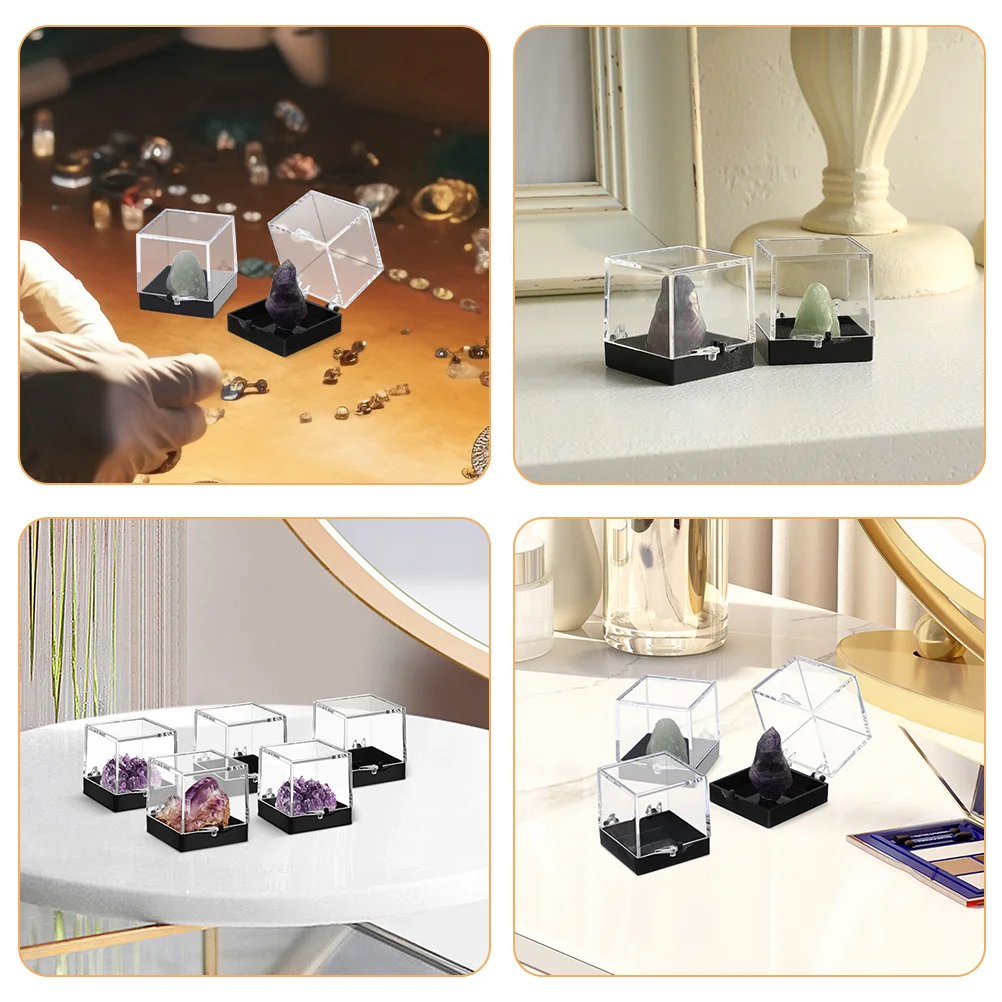 

10 Pcs Transparent Display Box Small Specimen Case Cubes Minerals Aluminum Alloy