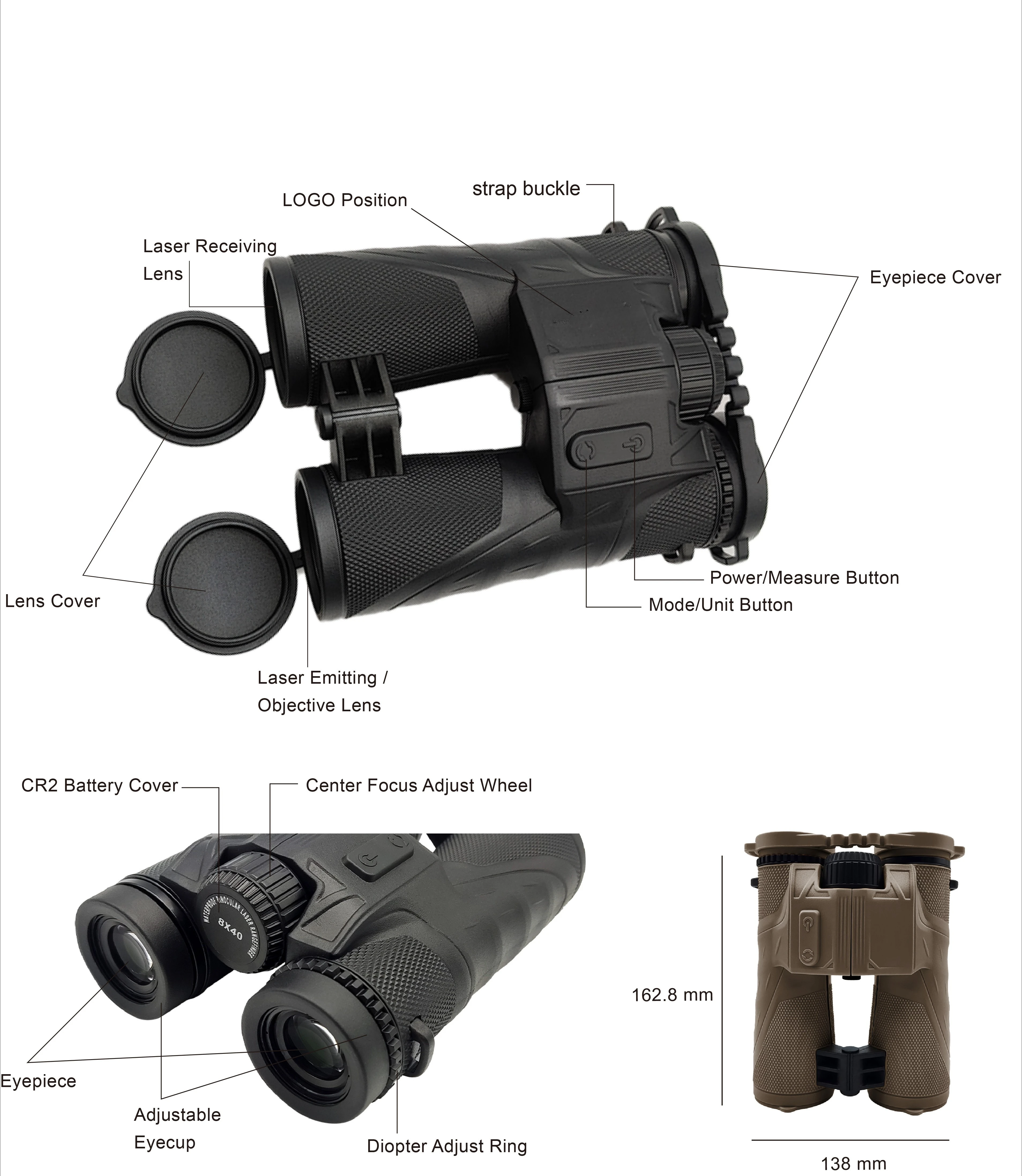 8X 42 مللي متر مجهر Rangefinder 2000 متر المدى الصيد الرماية القوس الرماية مراقبة الطيور #1