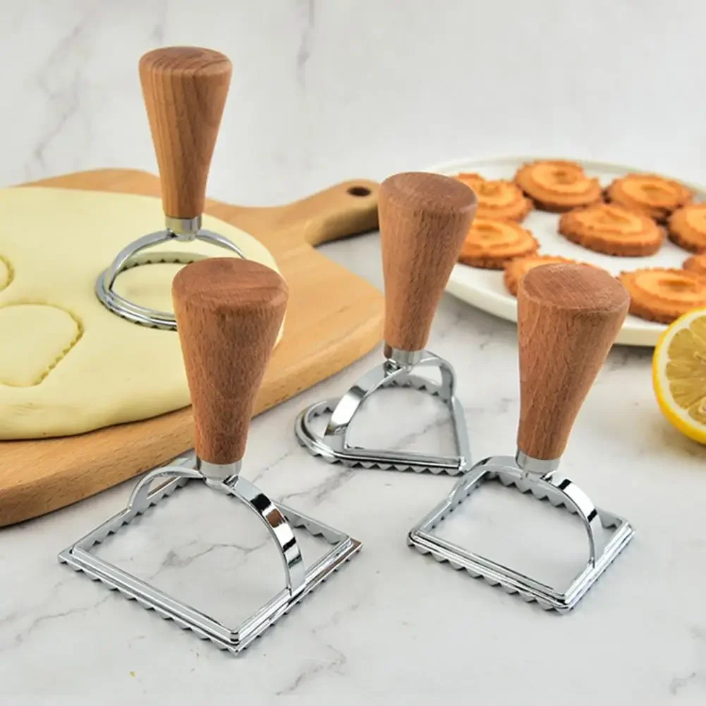 Cutter Pasta Maker Mold with Wooden Handle Kitchen Attachment for Making Pasta Dumplings Ravioli Lasagna Pierogi and More