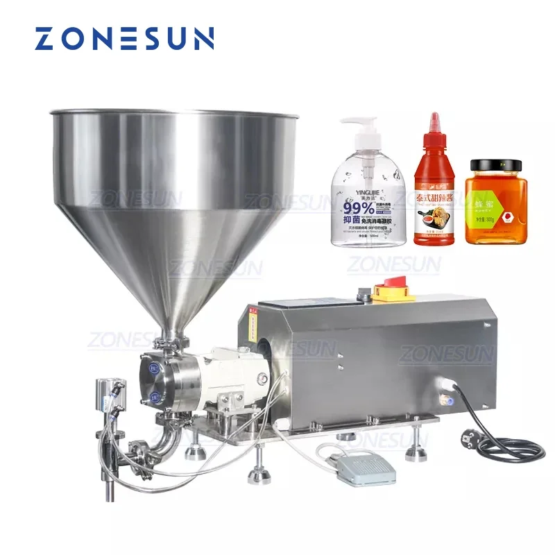 ZONESUN ZS-RPGT900 Semi-Automatic Rotor Pump Filling Machine Gel Glue Paste Honey Jam Nail Polish Meat Stuffing Cheese