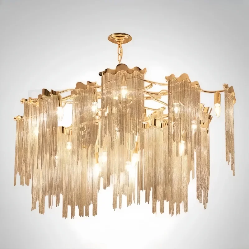 Italian Postmodern Tassel Led Ceiling Lamp Living Room Dining Room Light Artistic Ceiling Chandelier Petal Shaped Lamps For Room