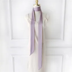 Simulated Silk Solid Color Long Hair Band Silk Scarf Feminine And Versatile Scarf Streamer Headband High-end Hair Accessory