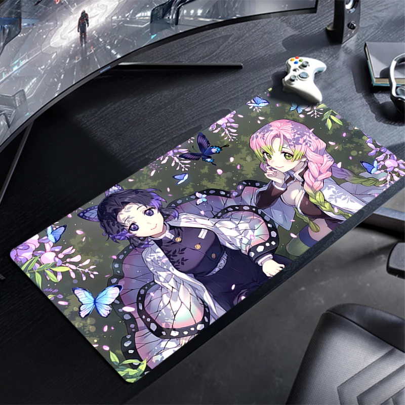 Mouse Pad Gaming Laptops Keyboard Mat Deskmat Pc Desk Protector Gamer Mats Anime D-Demon S-Slayers Kochou Shinobu Pc Mousepad