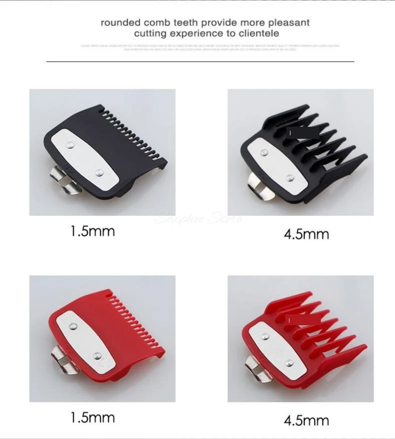2/3/4 stücke Für Wahl Universal Haar Clipper Grenze Kamm Schwarz Transparent Rot Guide Trimmer Wachen Befestigung 1,5mm 3mm 4,5mm 6mm – Detail 22