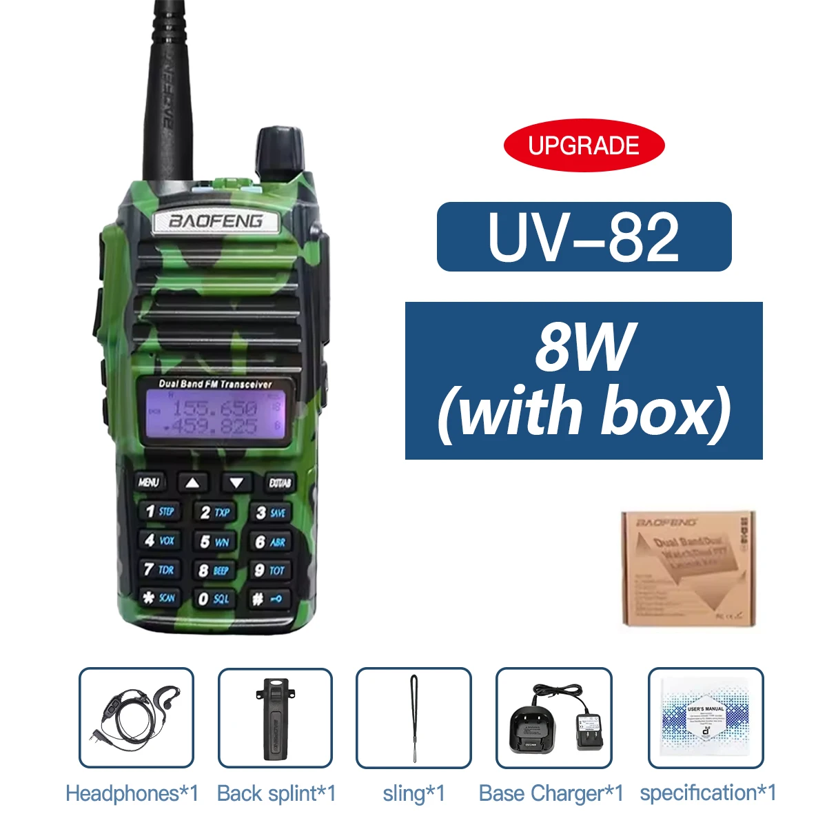 Baofeng UV-82 Dual PTT Walkie Talkie High Power 5W/8W EU82X Dual Band VHF UHF FM Amateur Radio Stati 10KM Lange Ham CB Radio
