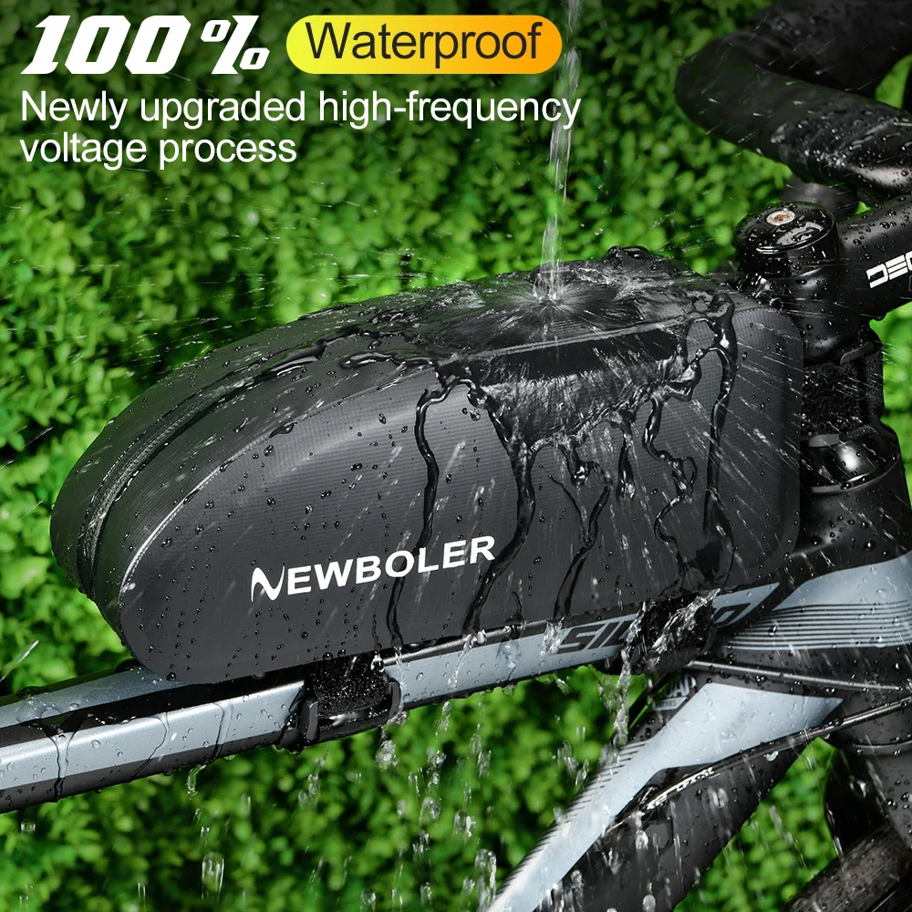 NEWBOLER Bicycle Bag Waterproof Cycling Top Front Tube Frame Bag Large Capacity MTB Road Bicycle Pannier Black Bike Accessories