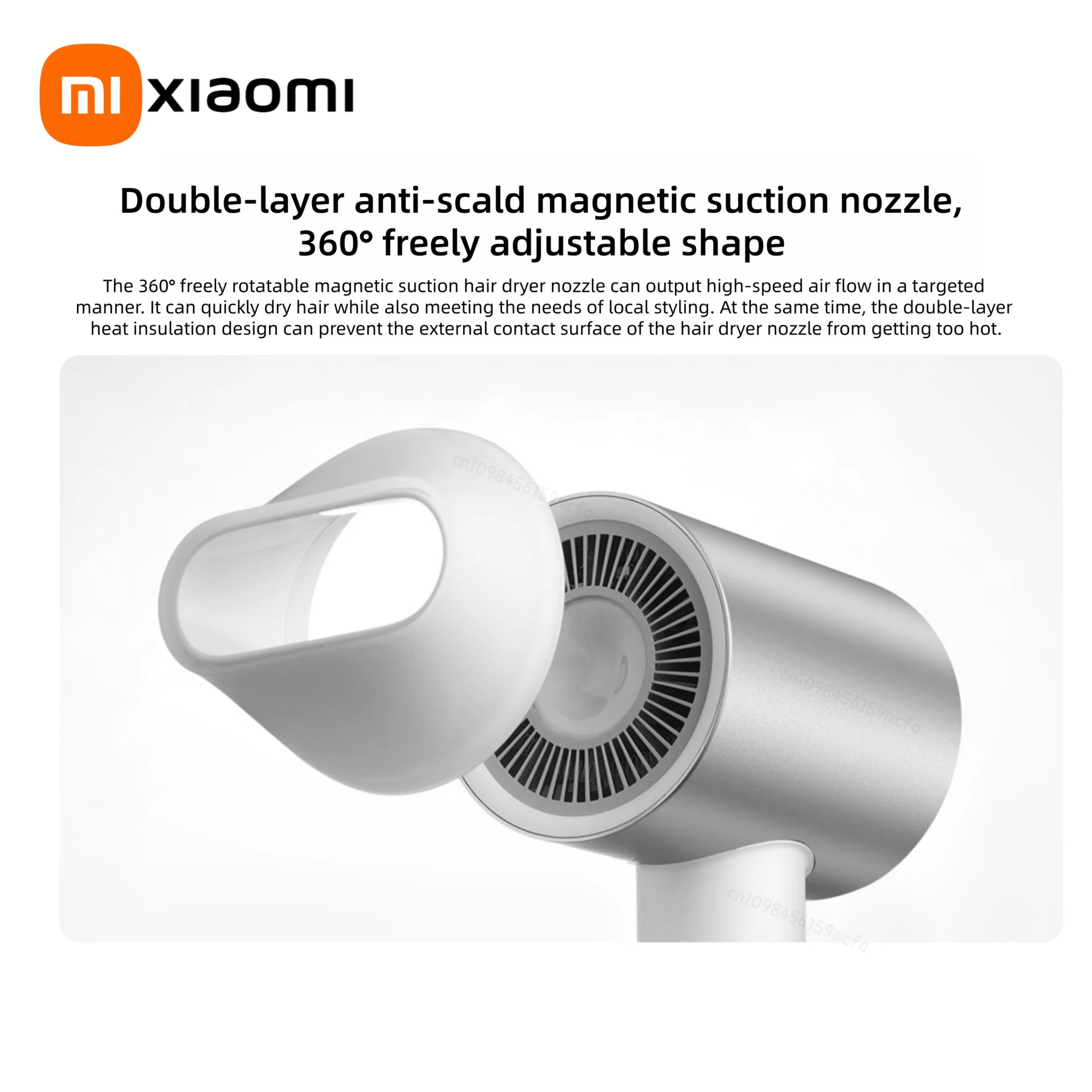 XIAOMI MIJIA H500 مجفف شعر أيوني مائي، مجفف شعر احترافي سلبي أيوني، 3 درجة حرارة و2 سرعات، إصدار CN 220 فولت مع محول #5