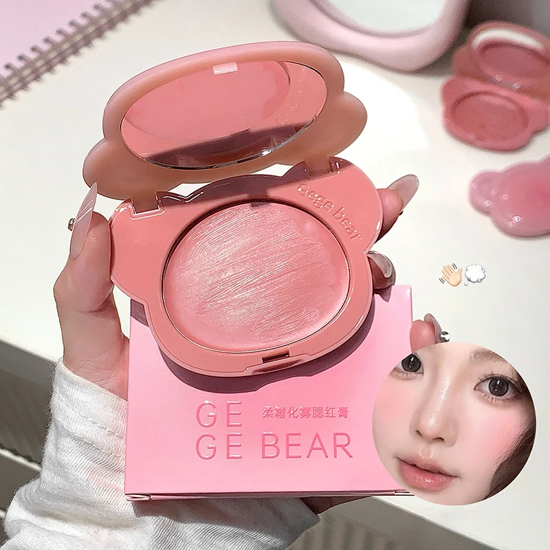 Soft Cream Pink Blusher Cream Mashed Potato Texture Matte Velvet Natural Color Girlish Blush Mud Makeup Long-Lasting Cheek Rouge