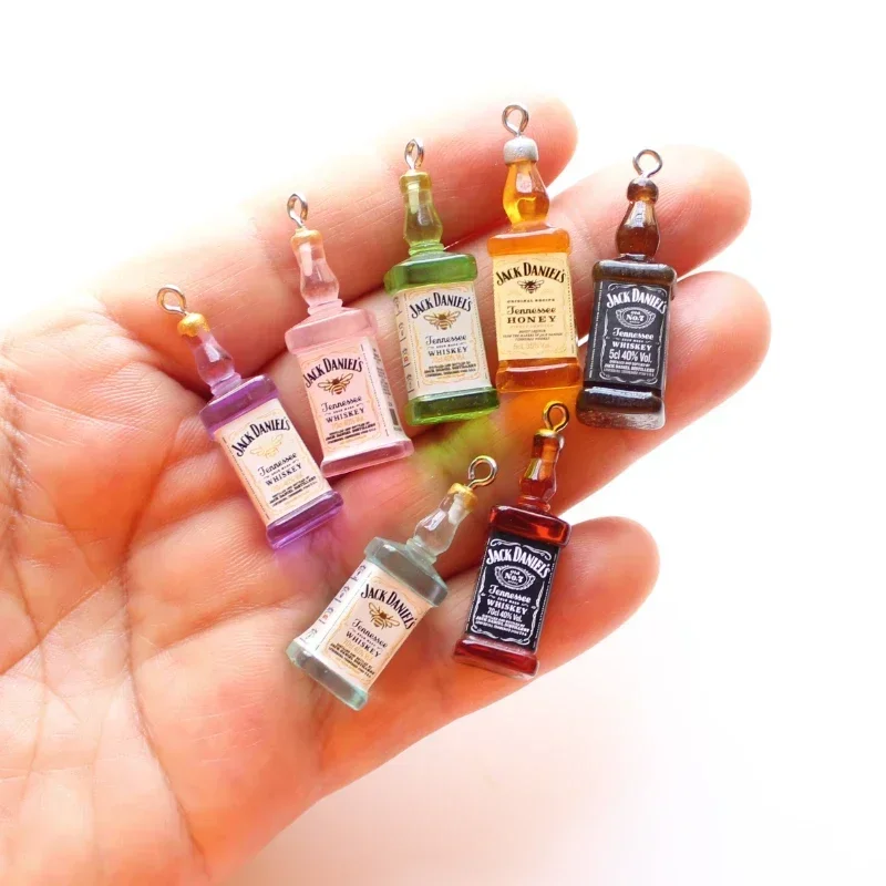 10pcs Mini Alcohol Drink Bottle Charms Simulation Beverages Pendants for Earrings Necklaces Keychain DIY Jewlery Making Craft