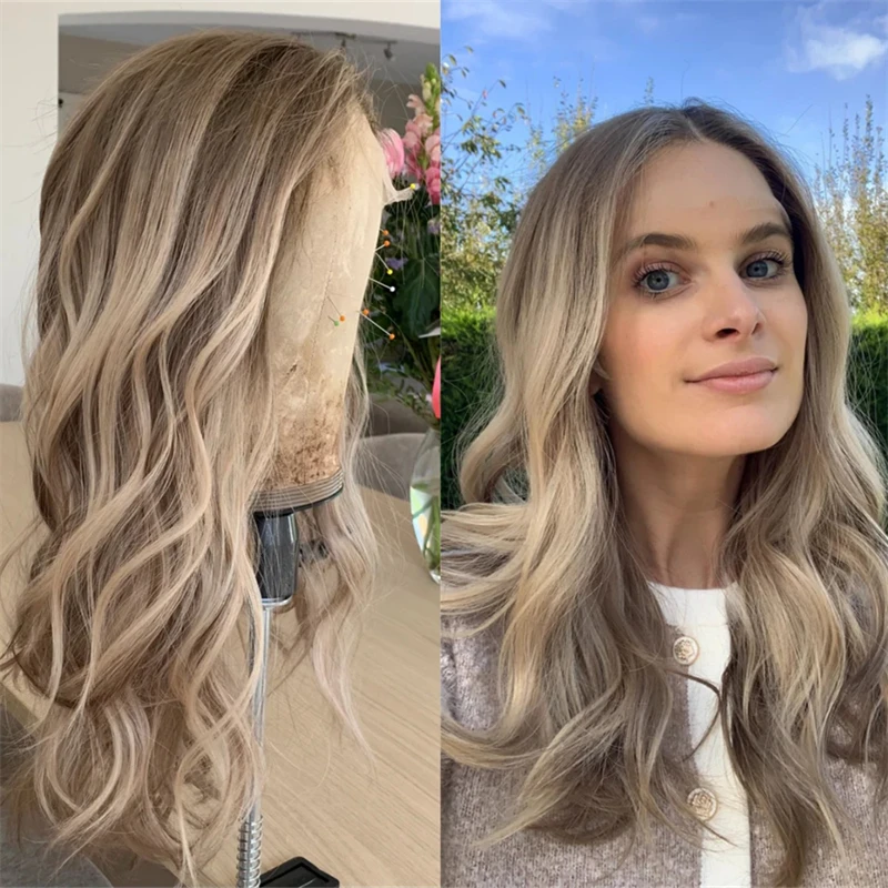 

13x4 Ombre Blonde Brown Swiss HD Lace Front Wig Top Glueless Women's Wig High Quality Synthetic Wig For Daily Party Cosplay Use