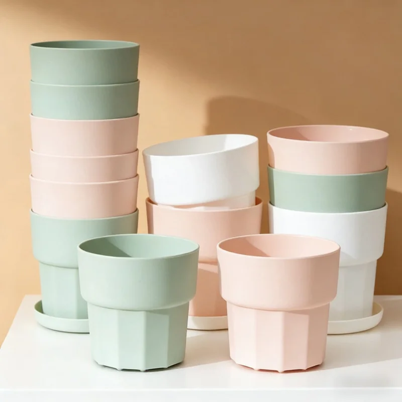 Thickened Shatterproof Plastic Resin Flower Pot Nordic Style Desktop Green Radish Succulent Special Small Mini Potted Plant Cont view 3