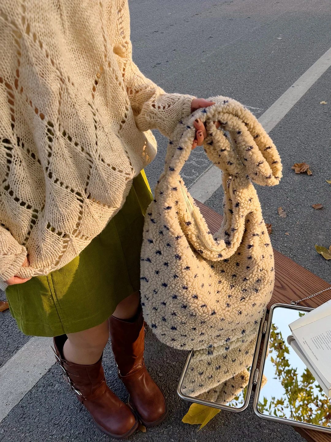 

Korean Sle Cute Plu Lamb Fur Tote Bag Women's Large Capaci Crossbody Bag Casual Sle Autumn Winter New Lazy Faion