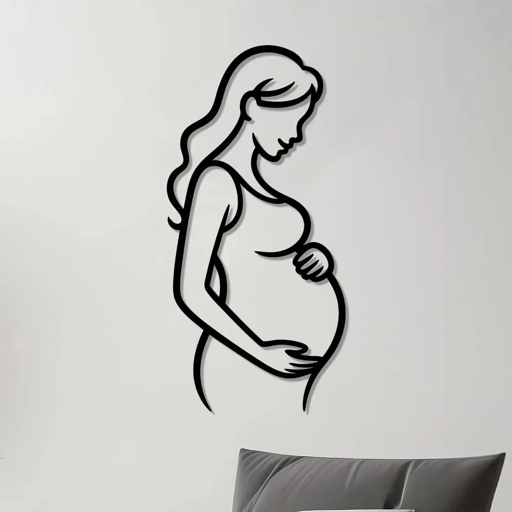 Arte Metálico de Pared con Silueta de Embarazo Resistente al Óxido para Cuarto de Bebé