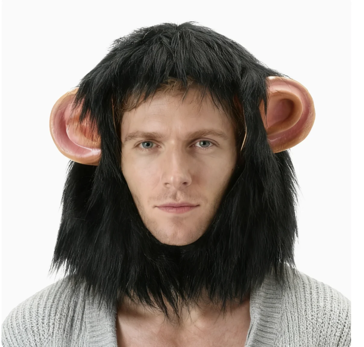 Halloween New Big Ear Monkey Halloween Animal Chimpanzee Mask Monkey Headset Terror Latex Mask