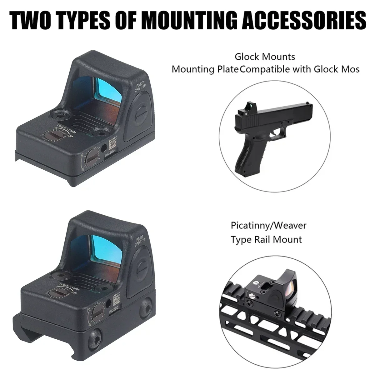 التكتيكية المعادن النايلون RM ريد دوت نطاق البصر صالح ل G17 G19 البصر الخلفي قاعدة الادسنس الأسلحة Riflescope AR15 M4 20 مللي متر السكك الحديدية الصيد