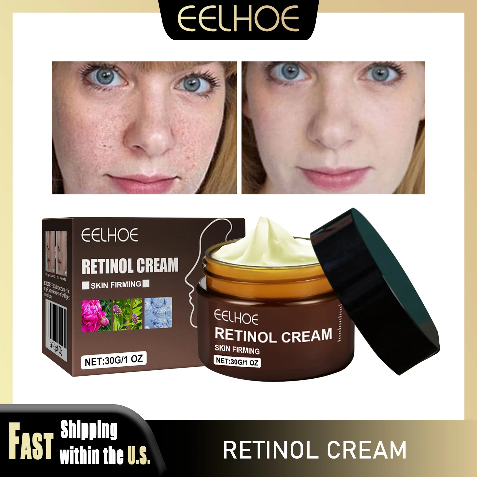 

EELHOE 30g Retinol Facial Cream Collagen Moisturizing Anti-aging Restore skin elasticity Improve Skin Texture Whitening Cream