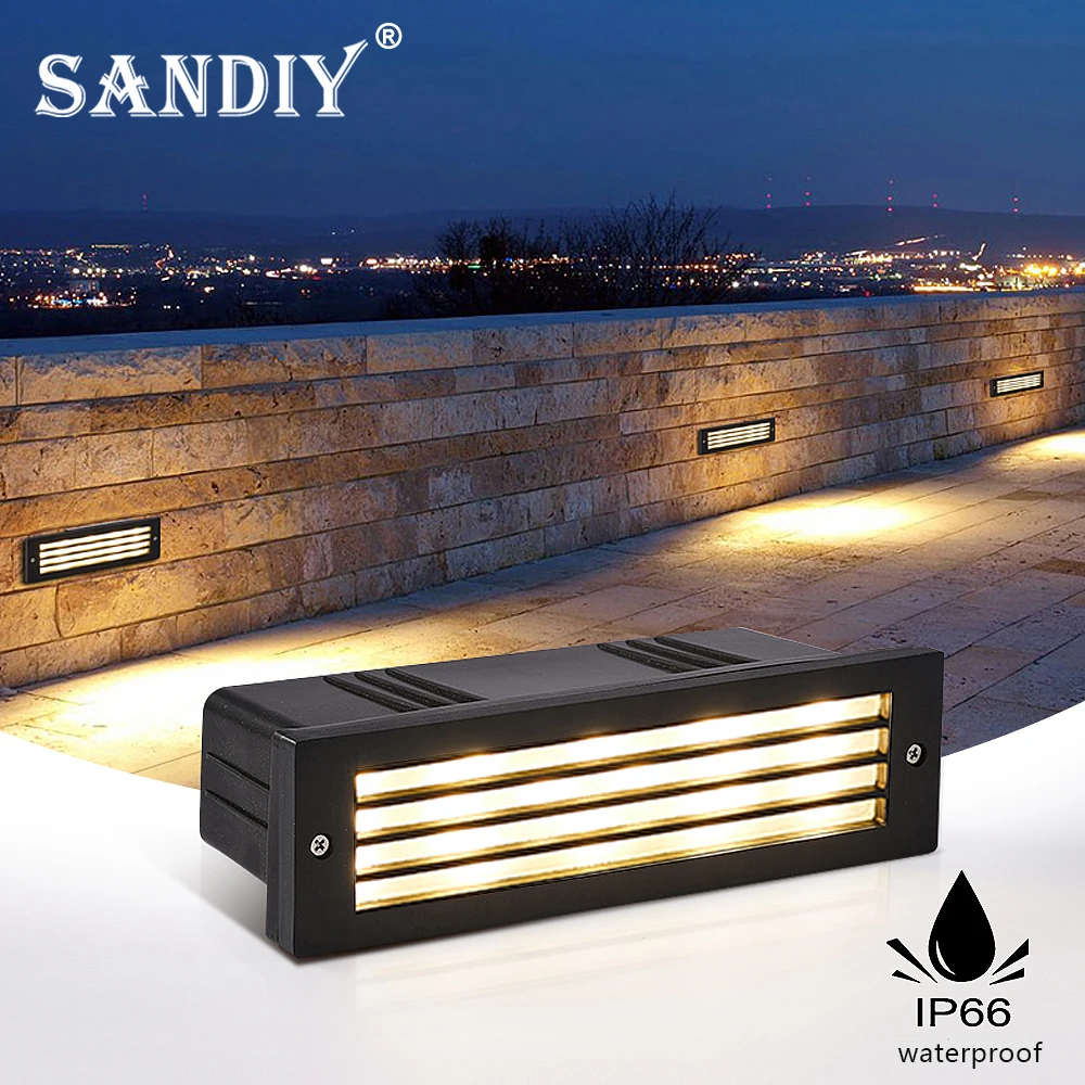 

SANDIY Outdoor Wall Lamp Led Stair Light Gate Sconce Waterproof Nightlight for Step Path Deck Balcony Outside Yard Lighting IP66