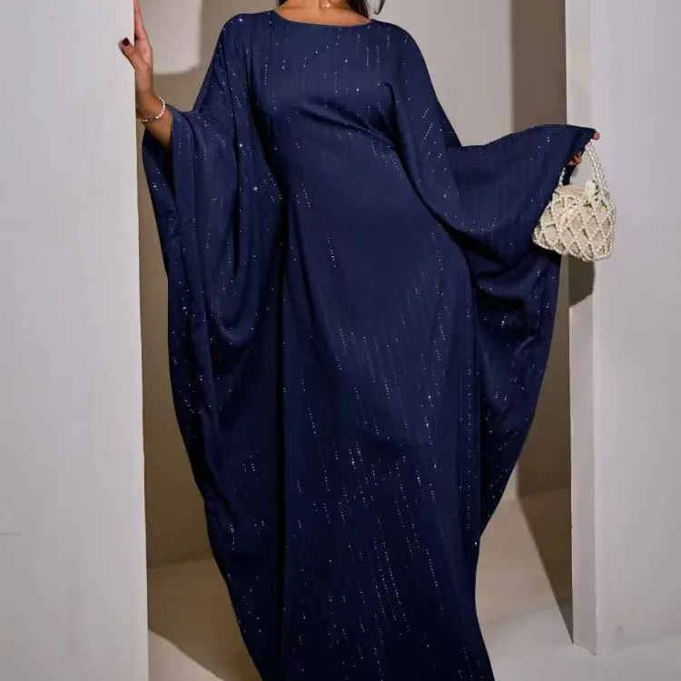 Eid Djellaba Glitter Dubai Abaya Abito per le donne musulmane Arabia Jalabiya Modesto Musulmane Femme Vestiti Turchia Abaya Robe Abito