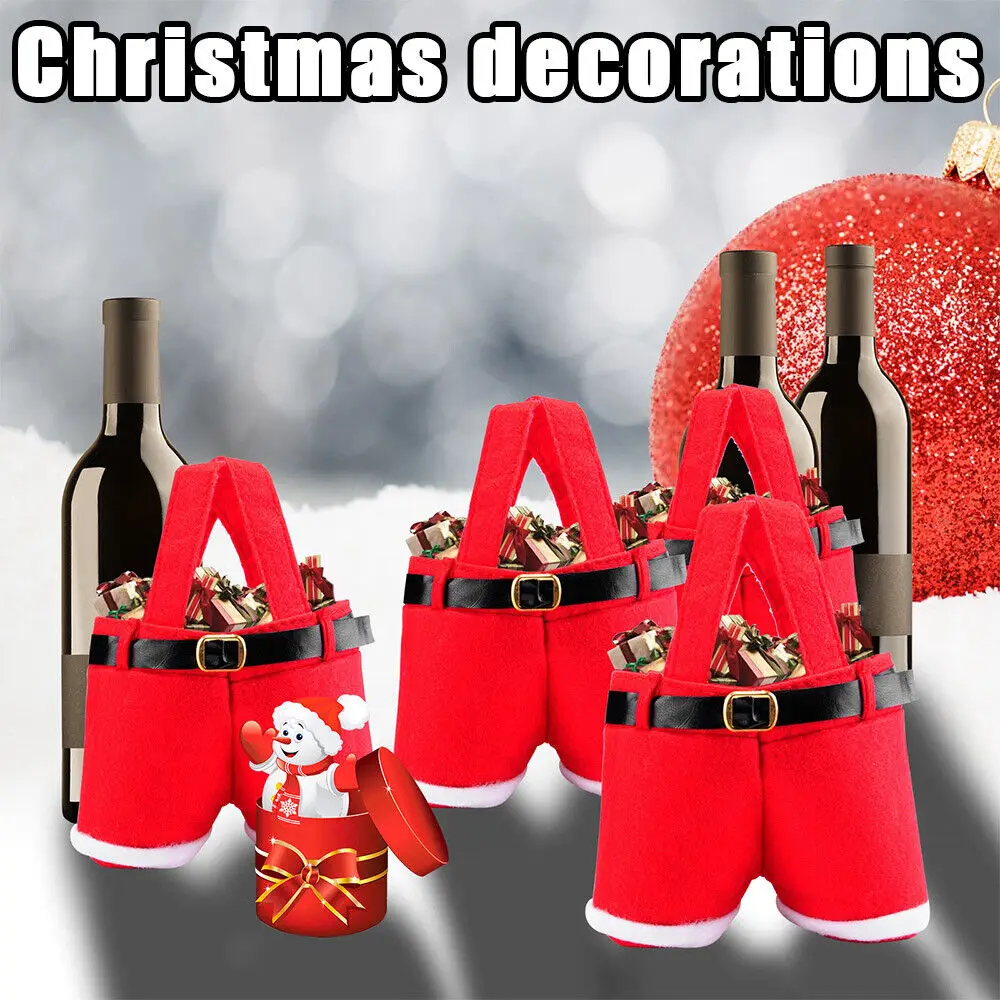 Sacs cadeaux de noël Style pantalon de père noël, sac à main Portable pour bonbons, sac à dos rouge pour pantalon de père noël, décoration de fête de noël