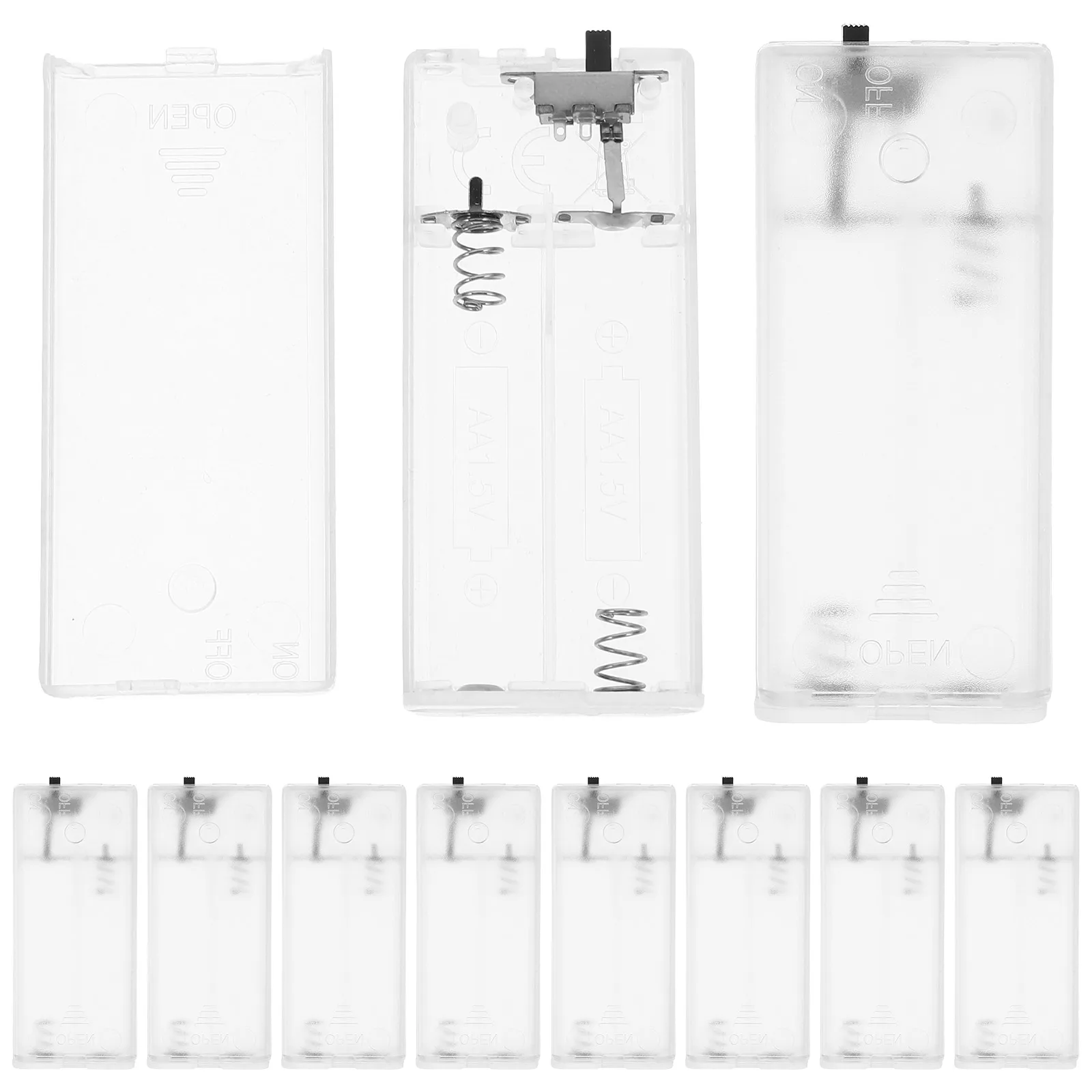 10pcs Box Accessories Transparent Plastic Case Replacement Holder String Lights Parts Supplies AA Storage Portable