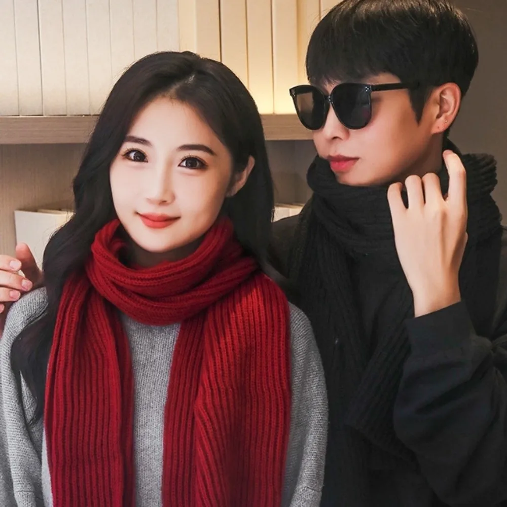 Conjunto de 2 uds. De gorro tejido a prueba de viento a la moda, bufanda de felpa suave para hombre, bufanda gruesa Simple y cálida para pareja