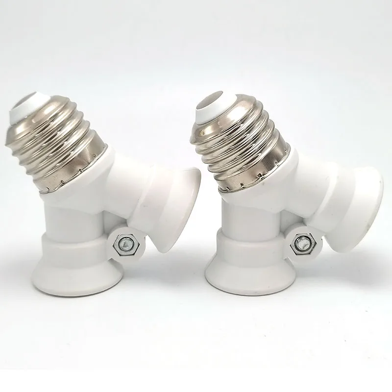 Universal E27 to 2E14 Screw Lamp Base Socket PBT 2Way E14 Light Bulb Adaptor Extend Holder LED Lighting Converter White