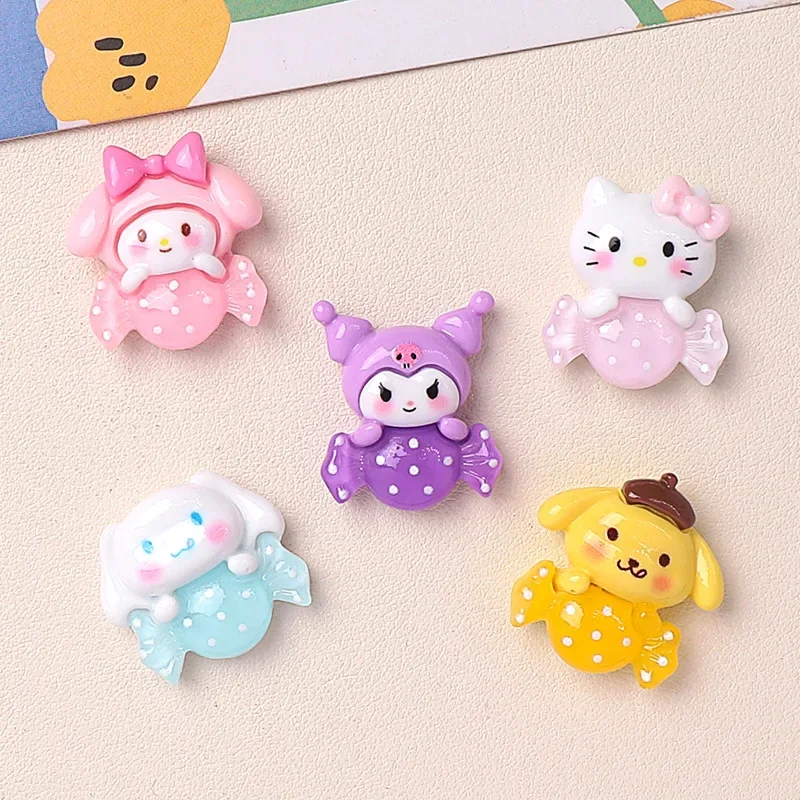 5pcs Cartoon Bright Small sanrio Candy Animal DIY Resin Accessories Handmade Hair Clip Phone Case flatback Headpiece