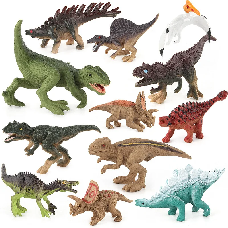Simulation Jurassic Dinosaur one set 12pcs Model Children's Cognitive Education Micro Ornaments Plastic Decoration  A058
