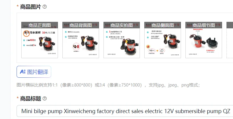 

Mini bilge pump Xinweicheng factory direct sales electric 12V submersible pump QZ600-4538K