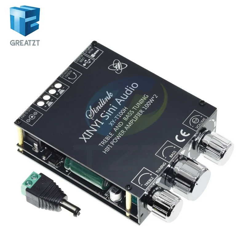 100W+100W TPA3116D2 Bluetooth 5.0 Power Subwoofer Audio Amplifier Board Home Theater HIFI Stereo audio amplifier AMP T100H AUX