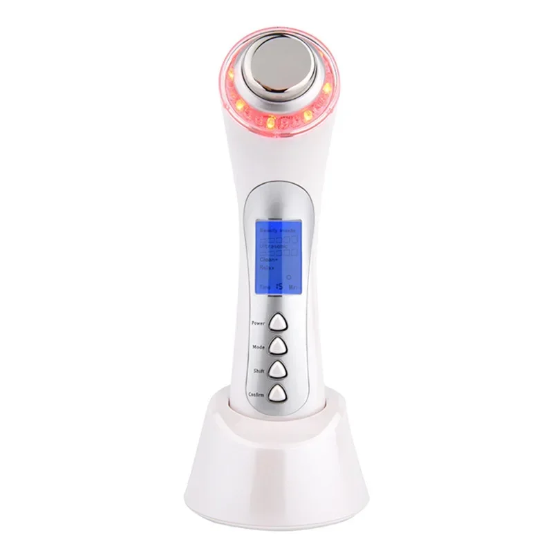 Facial Massager Skin Renewal System Skin Beauty Care Tool Ultrasonic High Frequency Ion Led Photon Personal Handheld 5 in 1