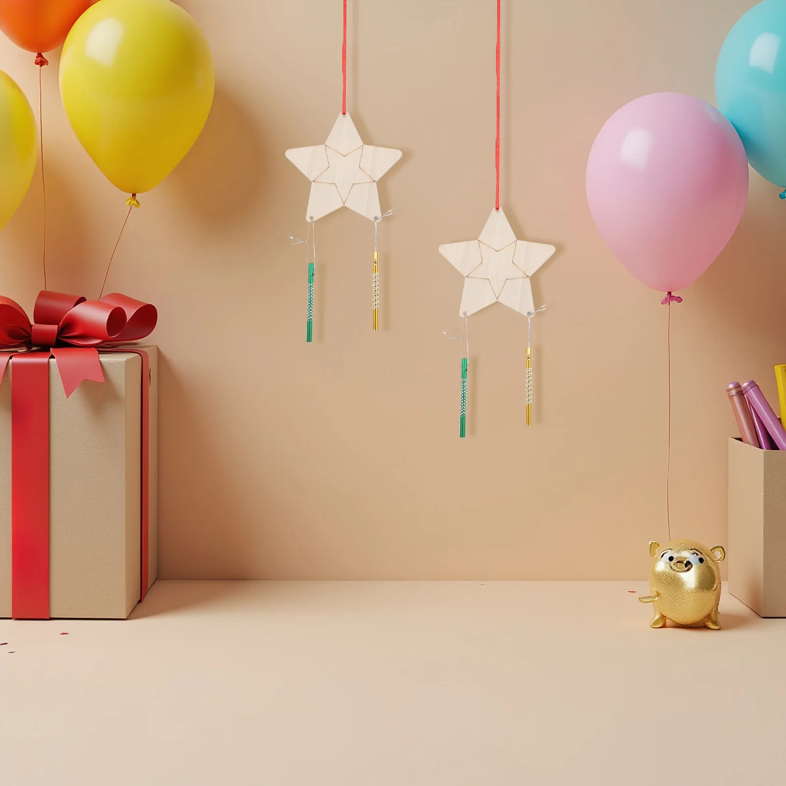 12 مجموعة من أدوات الحرف اليدوية المصنوعة من الخشب على شكل نجمة الرياح للأطفال، لوازم فنية للتلوين غير مكتملة لمشاريع المدرسة وحفلات أعياد الميلاد