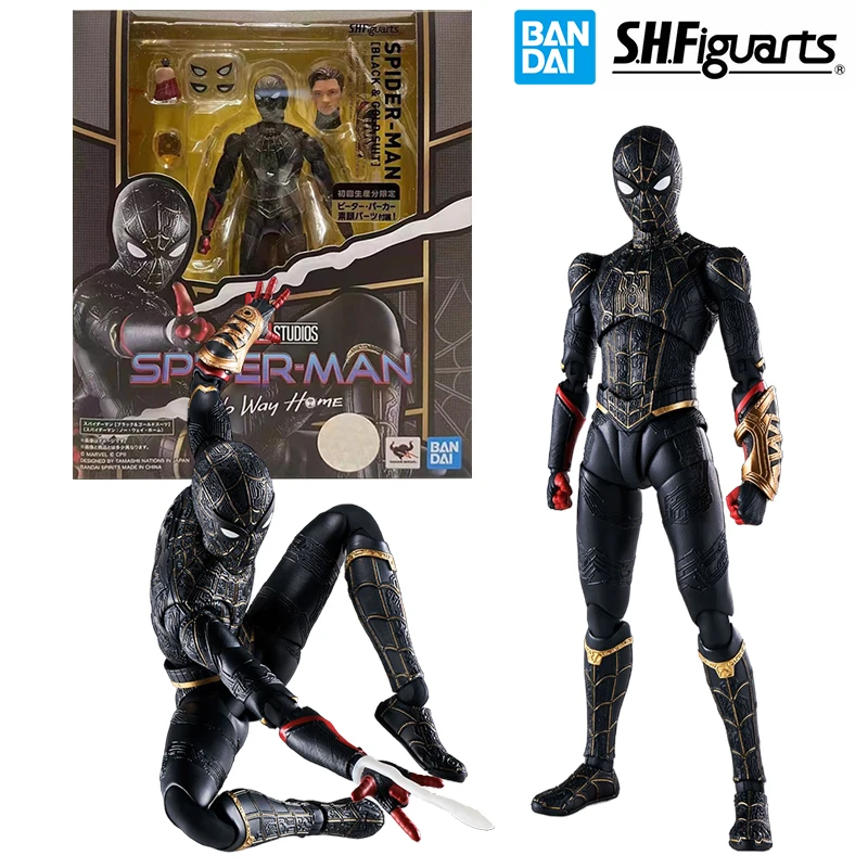 

Bandai S.h.figuarts Spider-Man Black & Gold Suit 16Cm Spider-Man No Way Home Original Action Figure Model Toy Gift Collection