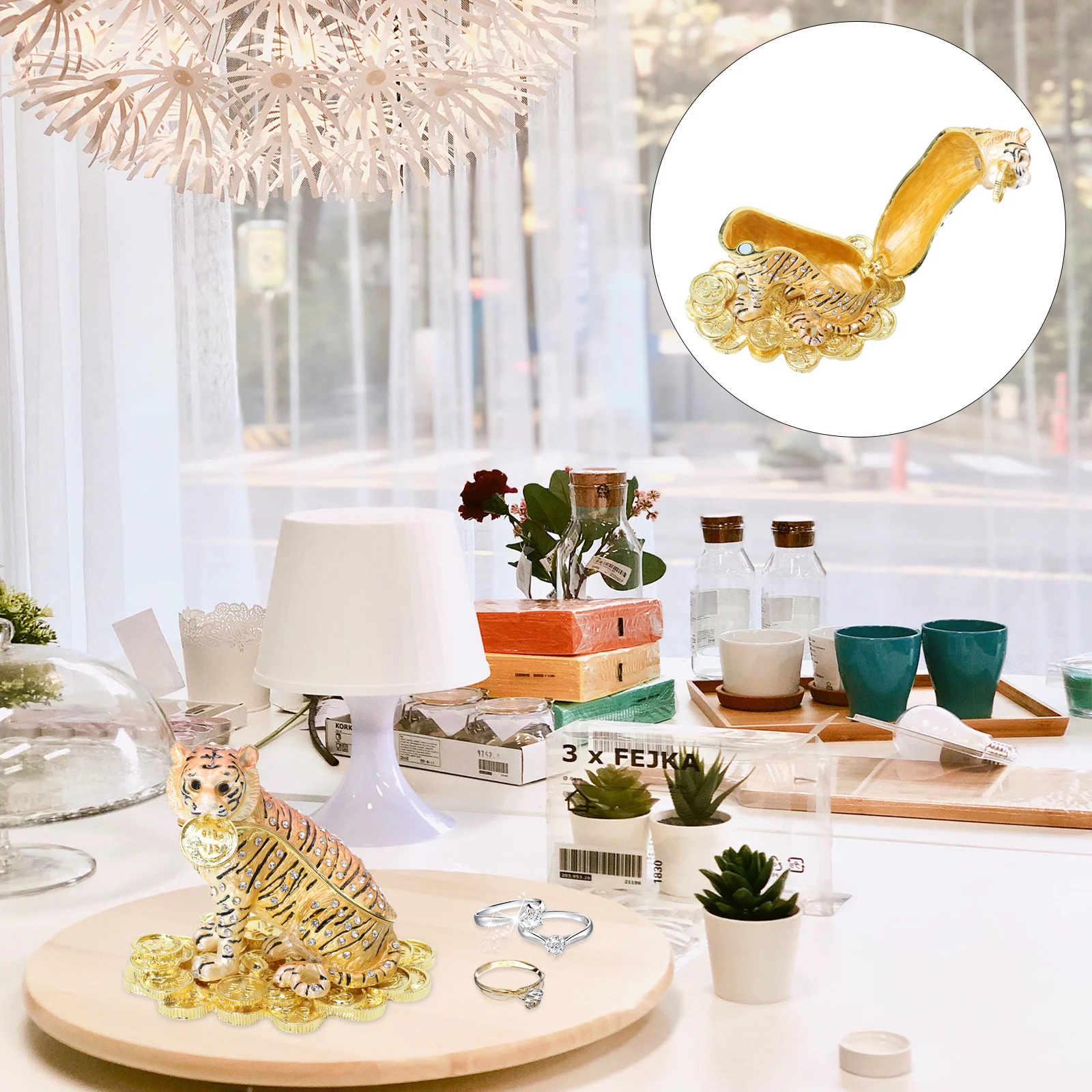 

Chinese Style Tiger Ring Jewelry Box Bracelet Holder Organizer Home Decoration Gift for Women Jewelry Case Ring Box