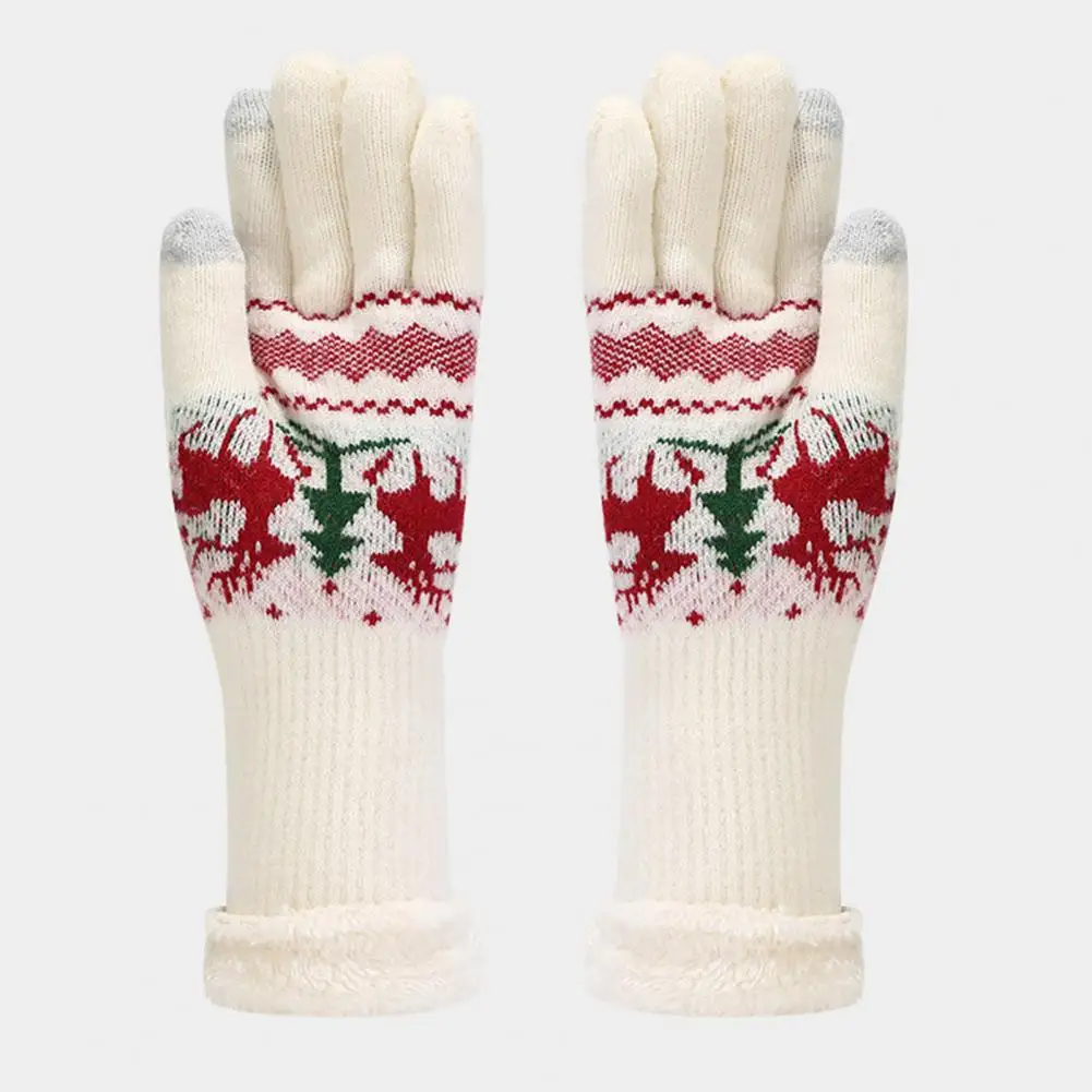 

Cycling Gloves Christmas Elk Tree Pattern Beanie Scarf Gloves Set Warm Fleece Winter Outdoor Cycling Accessories Unisex