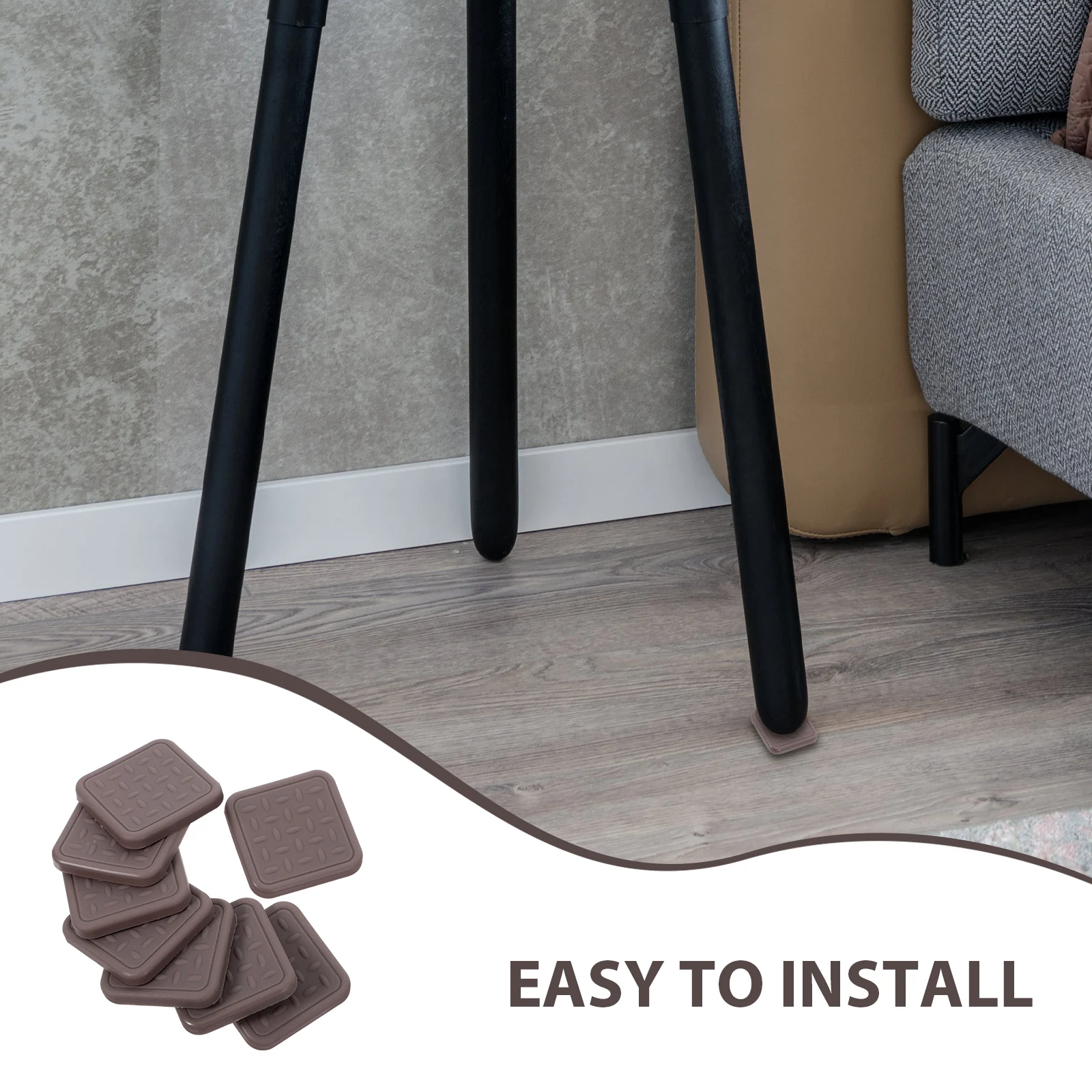 

1 комплект, 30x30 мм, коричневые квадратные силиконовые подставки для мебели, чашки на колесиках, противоскользящие износостойкие защитные приспособления для ног, аксессуары для дома