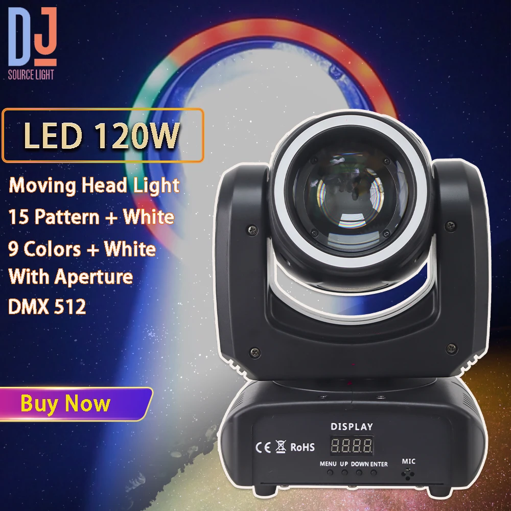 movendo head led light com abertura padrao beam spot dj iluminacao palco dmx512 disco party club stage effects lamp novo molde 120w 01