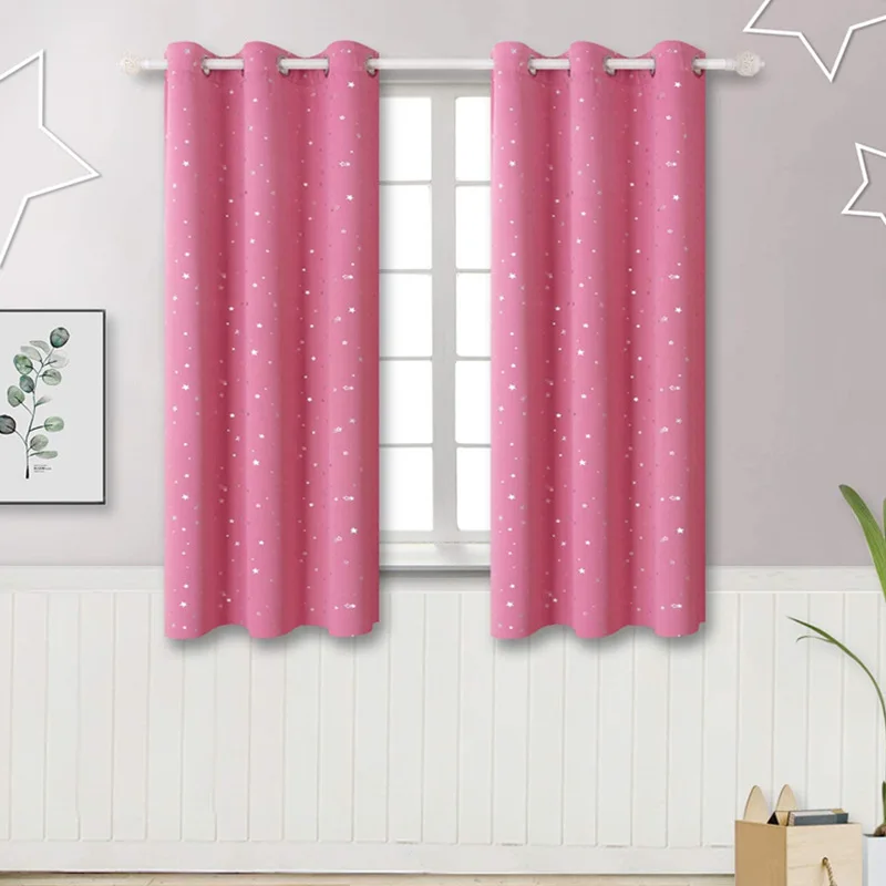 

DZQ Living Dining Room Bedroom Blackout Curtains Korean Style Star Printed Windows Curtain Customizable home Interior Curtains