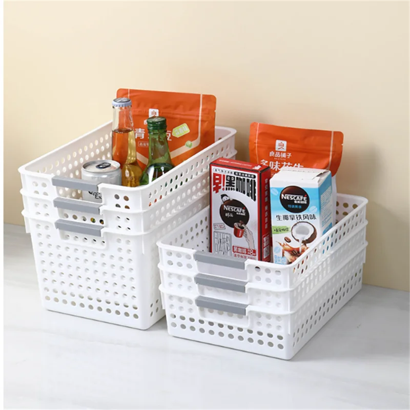 Household hollowed out storage basket for miscellaneous toys and cosmetics, desktop thickened plastic storage basket