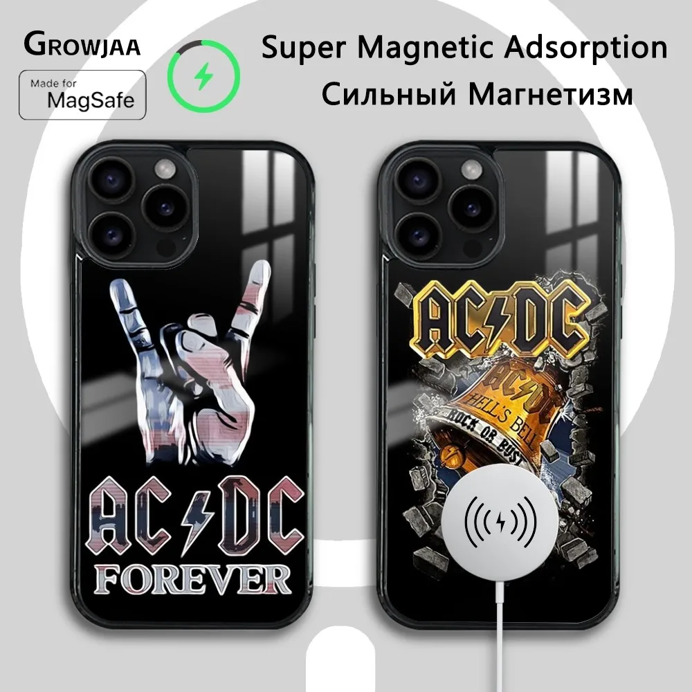 Rock Band A-AC-DC-C-C CooL Magsafe Phone Case For iPhone 15 14 13 12 11 Pro Max Plus Mini Mirror Wireless Magnetic Cover