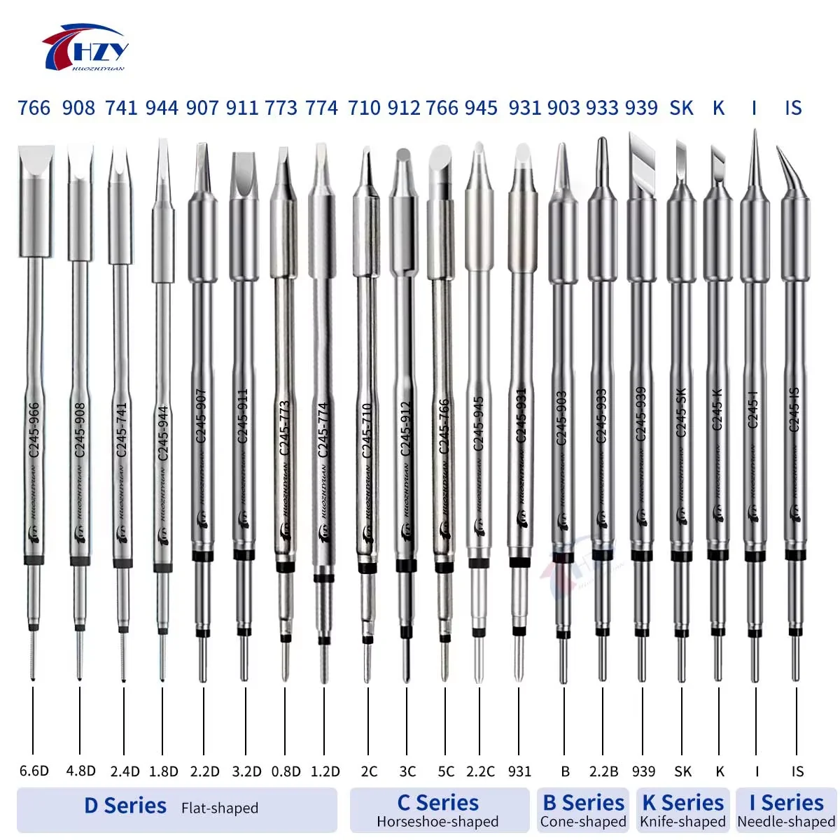 HZY C245 Series Soldering Iron Tips I/IS/K/SK/939/945/966 Universal T245 Handle for T245 Soldering Station Phone Repair Tools