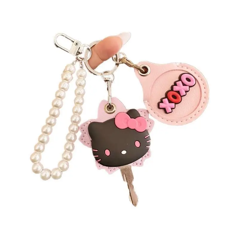 Sanrio Hello Kitty funda protectora para llave llavero tarjetero de acceso lindo Anime perla llavero colgante Kawaii chica regalo