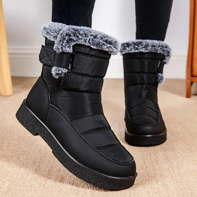 Women's Waterproof Winter Snow Boots Fluffy Fur Anti Slip Platform Ankle Boots for Women Outdoor Thick Plush Warm Cotton Shoes - view 2