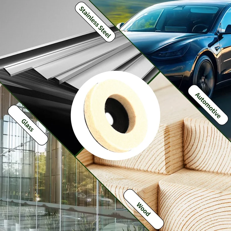 5Pcs High-Gloss Wool Polishing Wheel Disc Arbor, For Angle Grinder