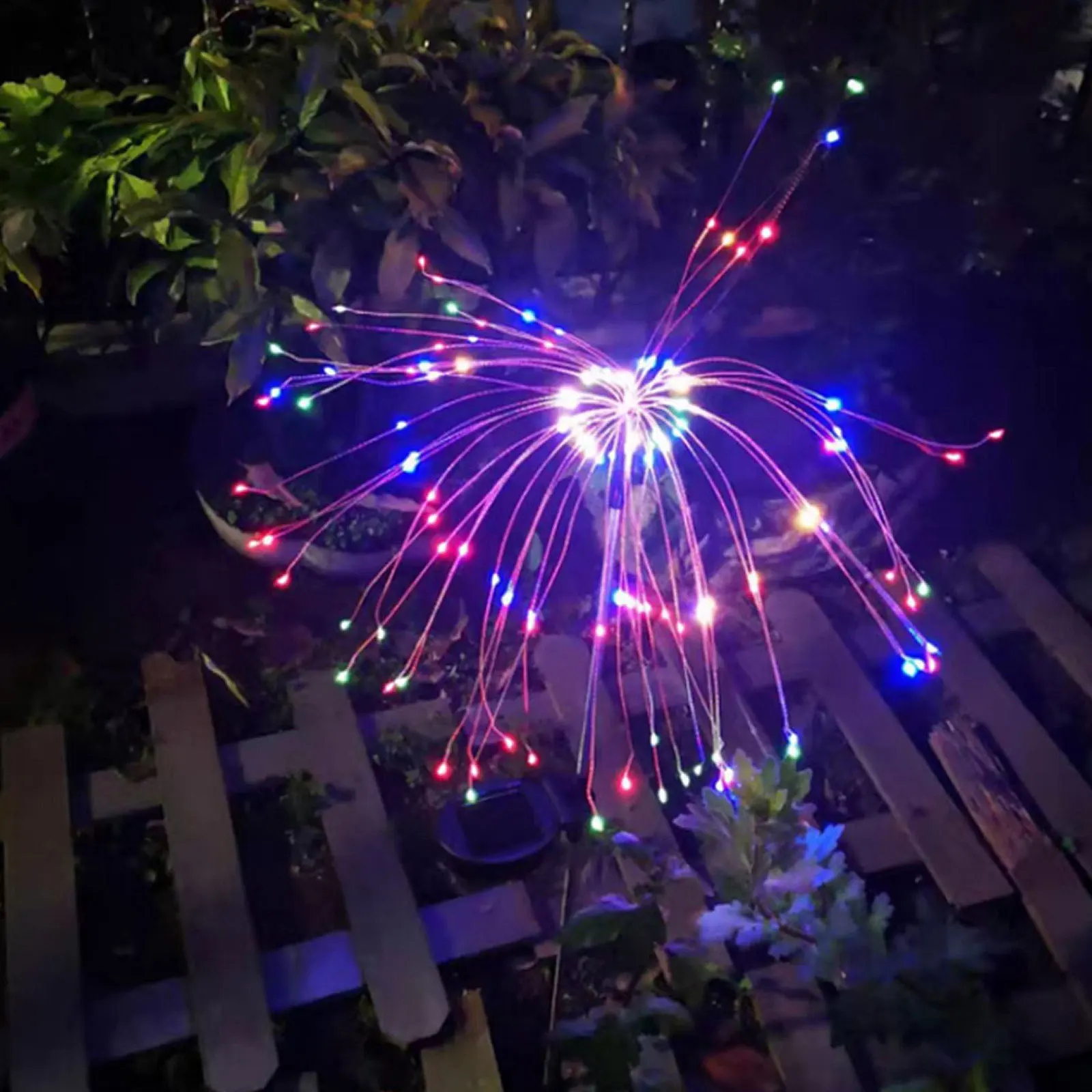

Solar Ground Plug Light Garden Landscape Lighting Firework Shape Outdoor Black Durable Led Solar Power Light Yard Park Decor