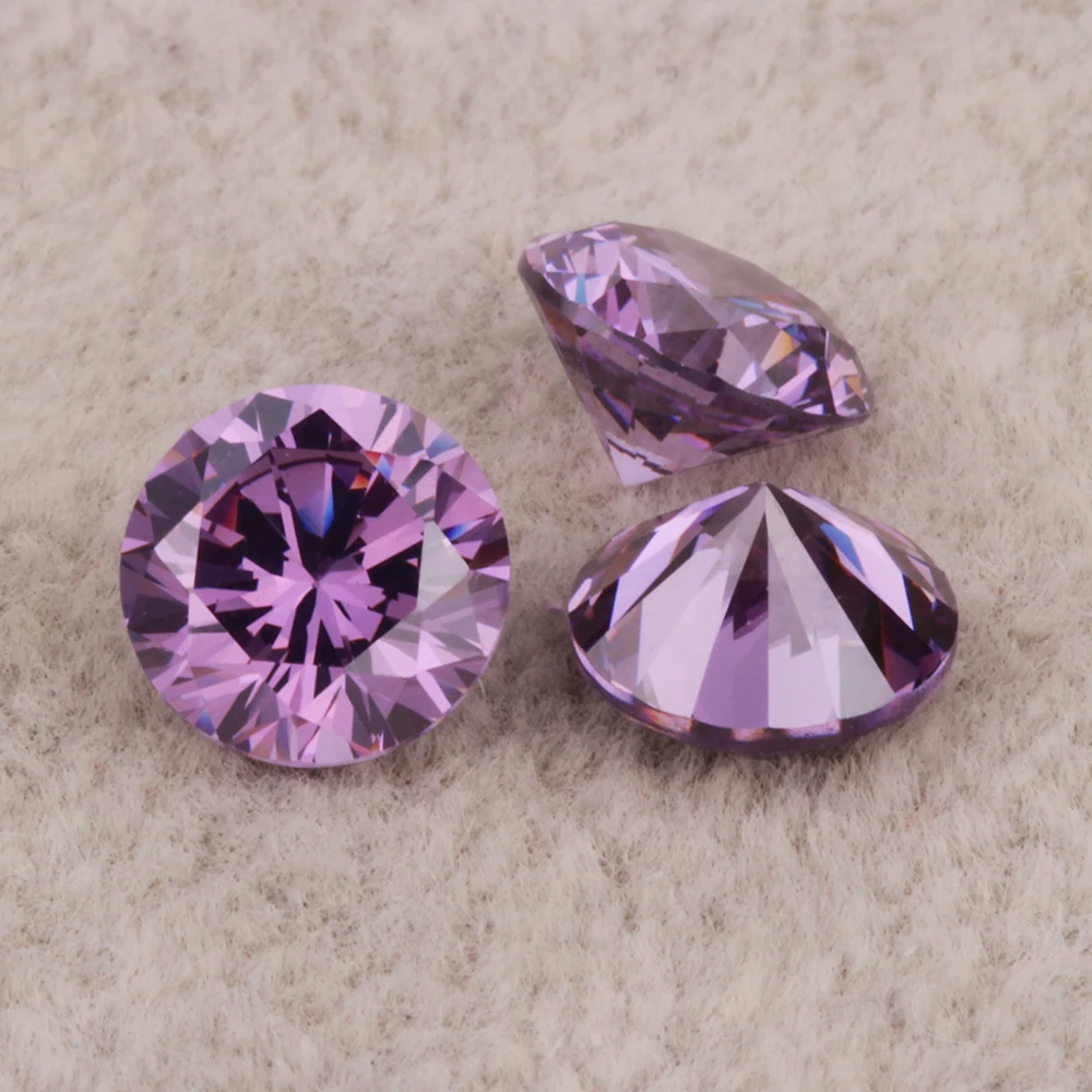0.8mm-3.0mm Dark Purple 5A Cubic Zirconia Gemstone Round Brilliant Cut Amethyst Diamond