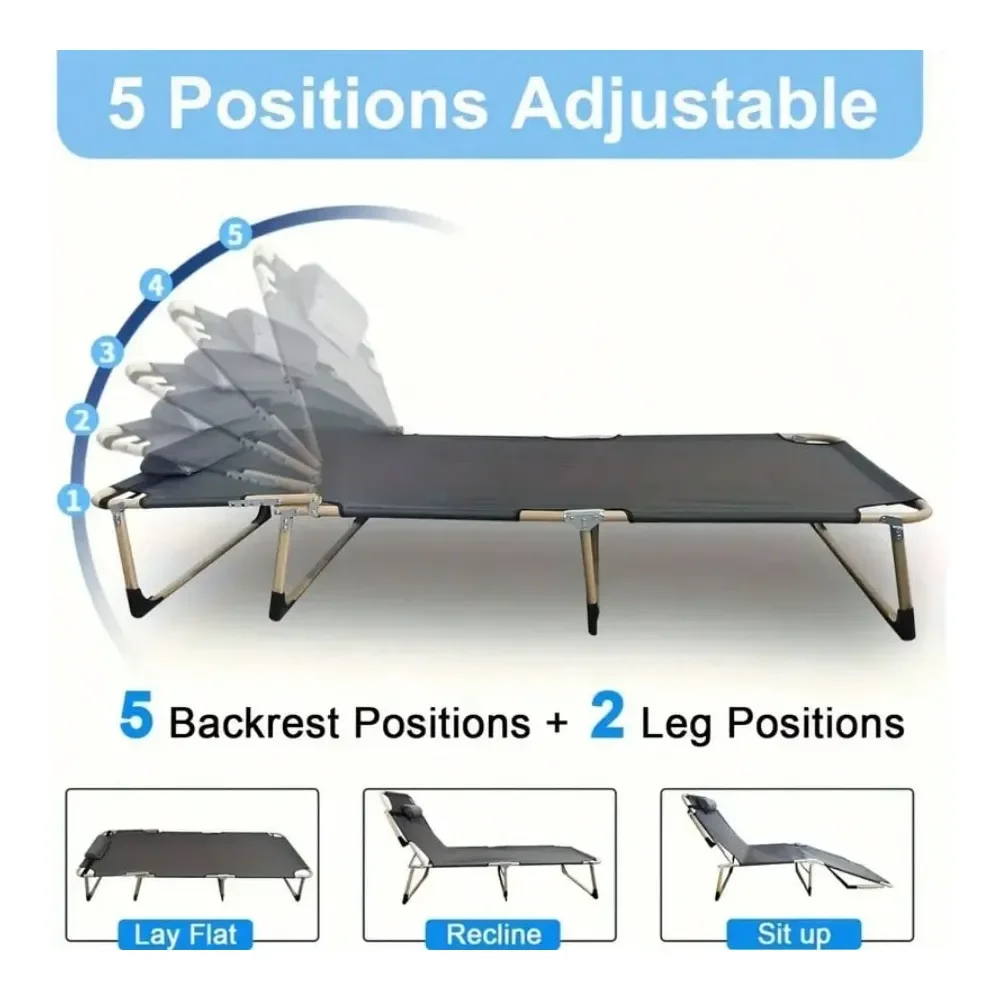 

Folding Bed With Cushion Lightweight And Portable Single Size, With Sturdy Metal Frame, Ergonomic, Suitable For Outdoor Sports,