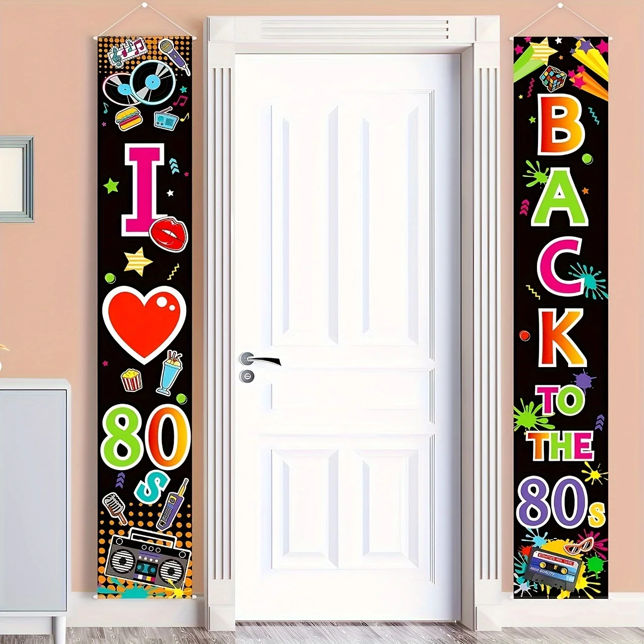 Back to 80s Party-Dekorationen, 80er-Jahre-Szenensetter, Geburtstags-Banner-Hintergrund, „I Love 80s“-Türschild, 1980er-Jahre-Themen-Partyzubehör