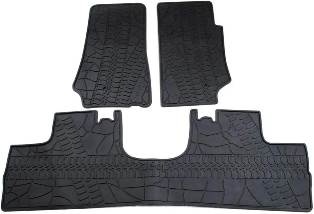 4 Pieces Floor Mats for Jeep JK Wrangler 2012-2017 4 Door Interior Accessories Set Rubber Floor Liner Mat All Weather J170